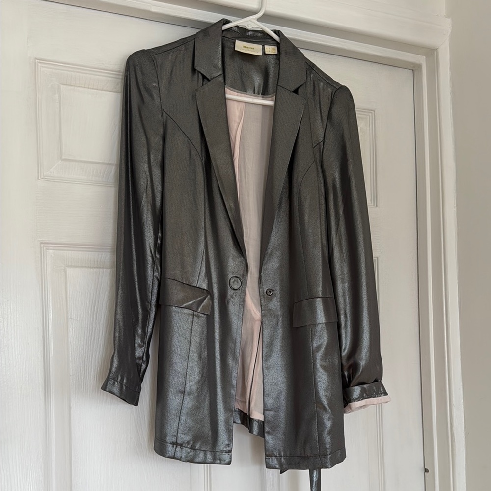 Anthropologie Metallic Gray Women's Blazer